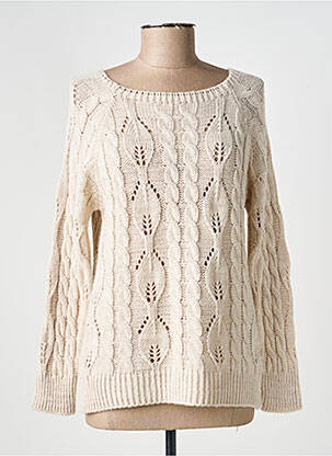 Pull coupe droite manches longues beige COULEURS DU TEMPS femme