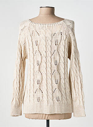 Pull coupe droite manches longues beige COULEURS DU TEMPS femme
