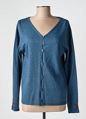 Gilet manches longues fermeture boutonnée sur le devant bleu VOODOO femme