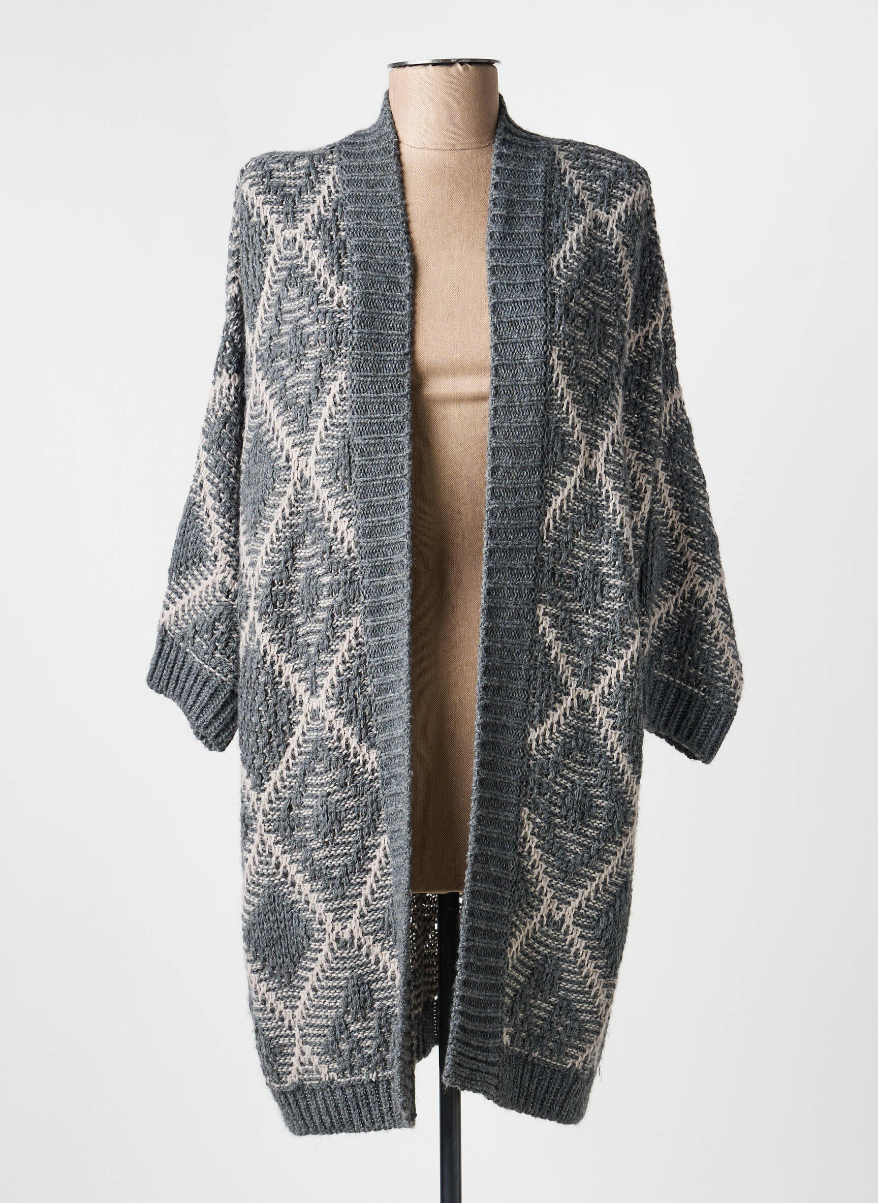 Gilet manches longues col v gris VOODOO femme