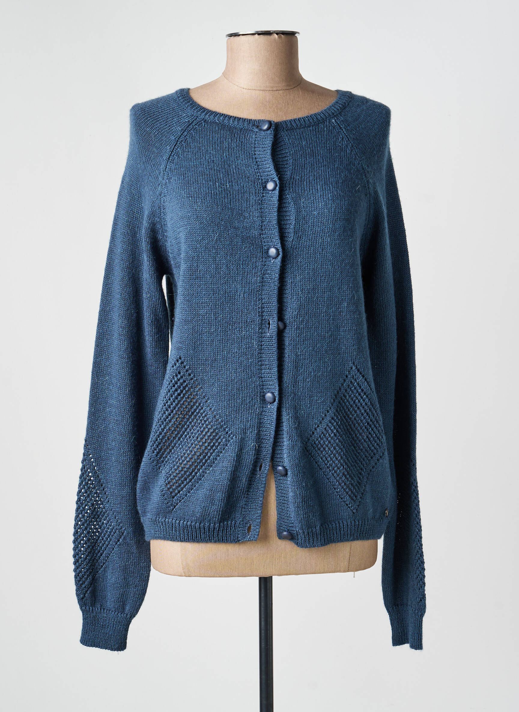 Gilet manches longues col rond bleu VOODOO femme