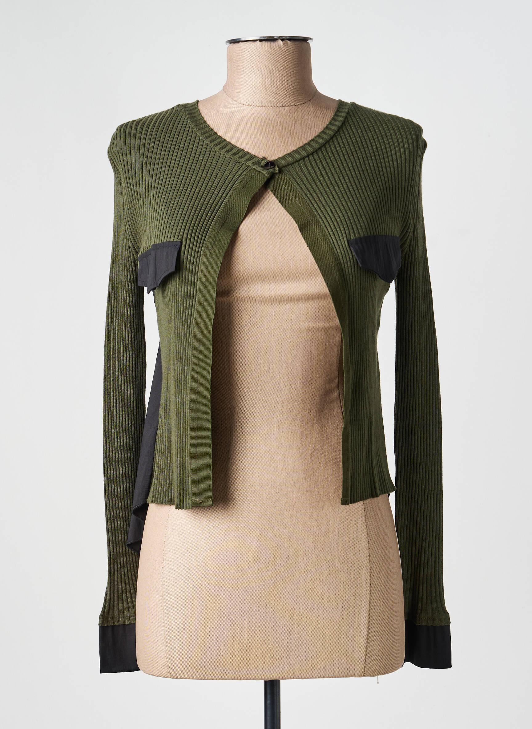 Gilet manches longues col rond vert VOODOO femme