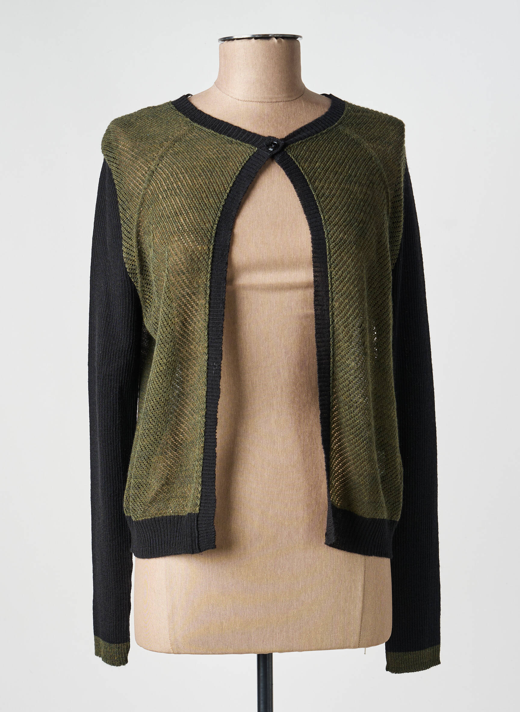 Gilet manches longues col rond vert VOODOO femme