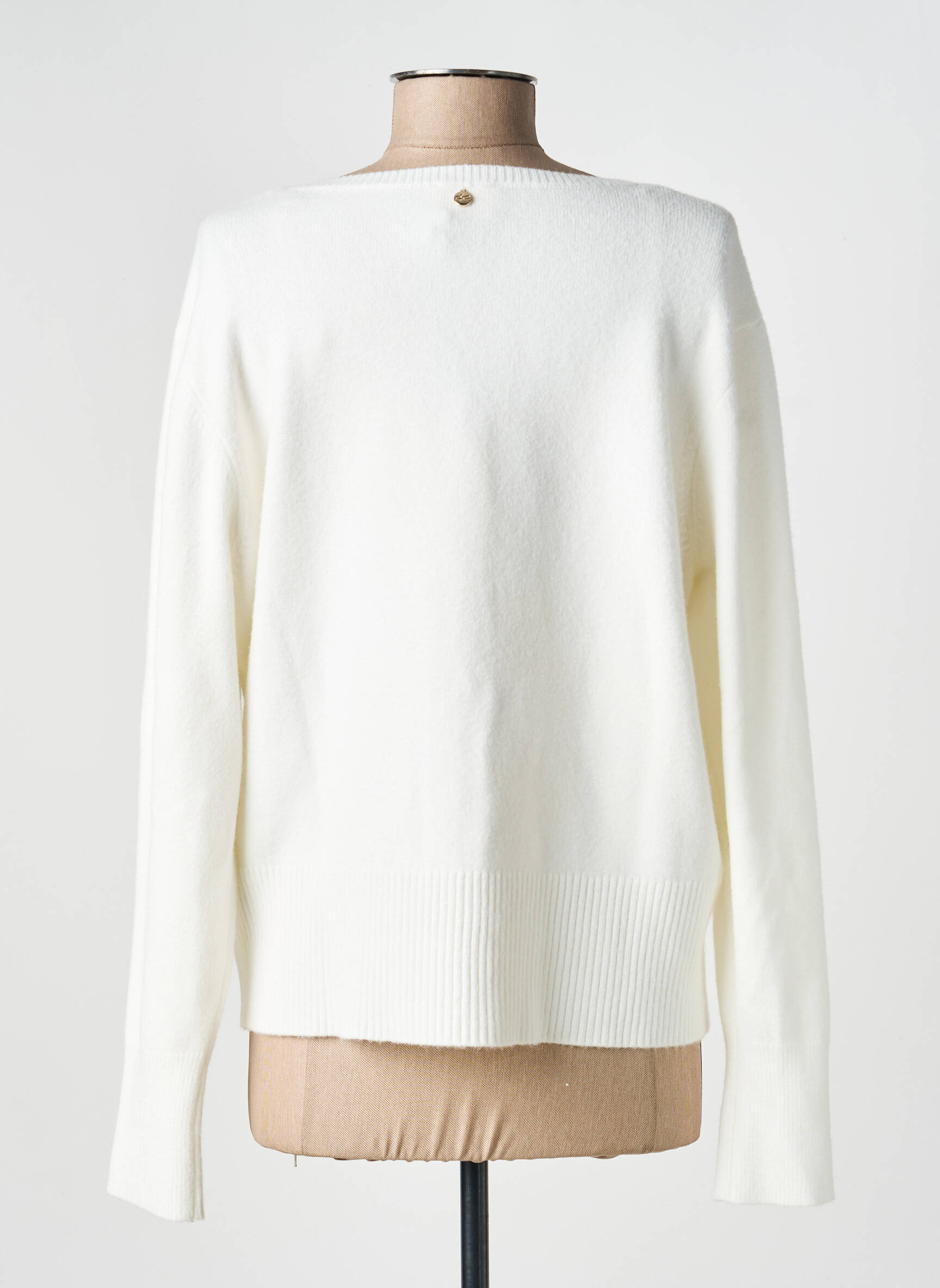 Gilet manches longues col rond blanc JULIE GUERLANDE femme