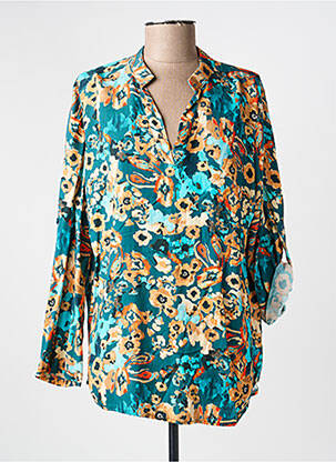 Blouse imprimé fleurs manches longues vert COULEURS DU TEMPS femme