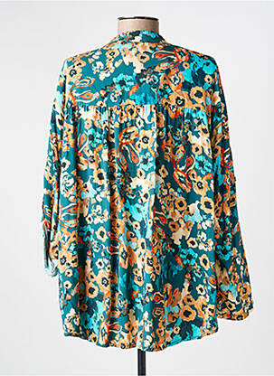 Blouse imprimé fleurs manches longues vert COULEURS DU TEMPS femme