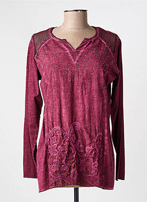 Top col v manches longues violet GUY DUBOUIS femme