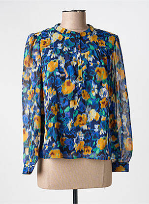 Blouse légère et transparente manches longues bleu JULIE GUERLANDE femme