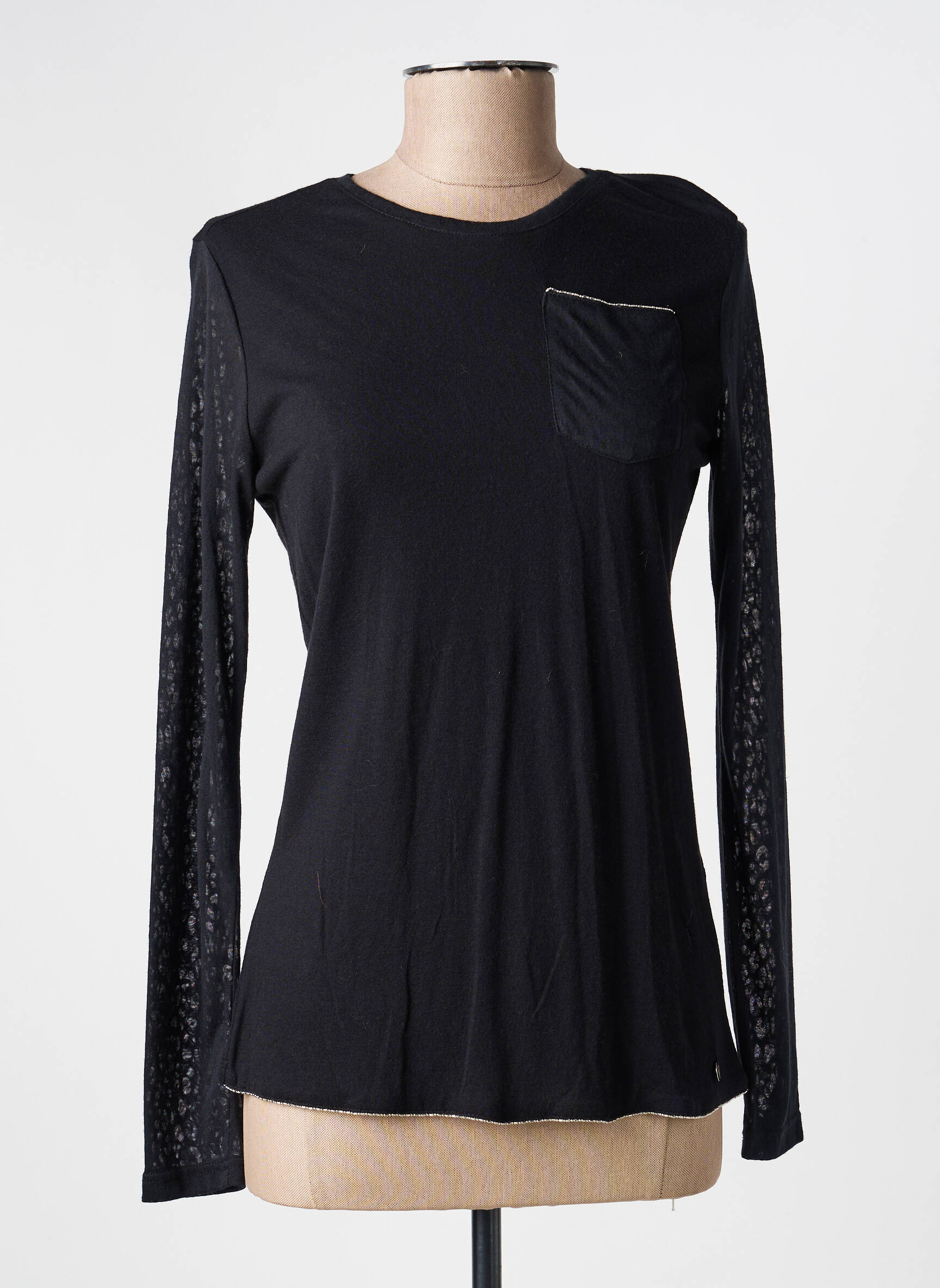 Top tissage jersey manches longues noir VOODOO femme