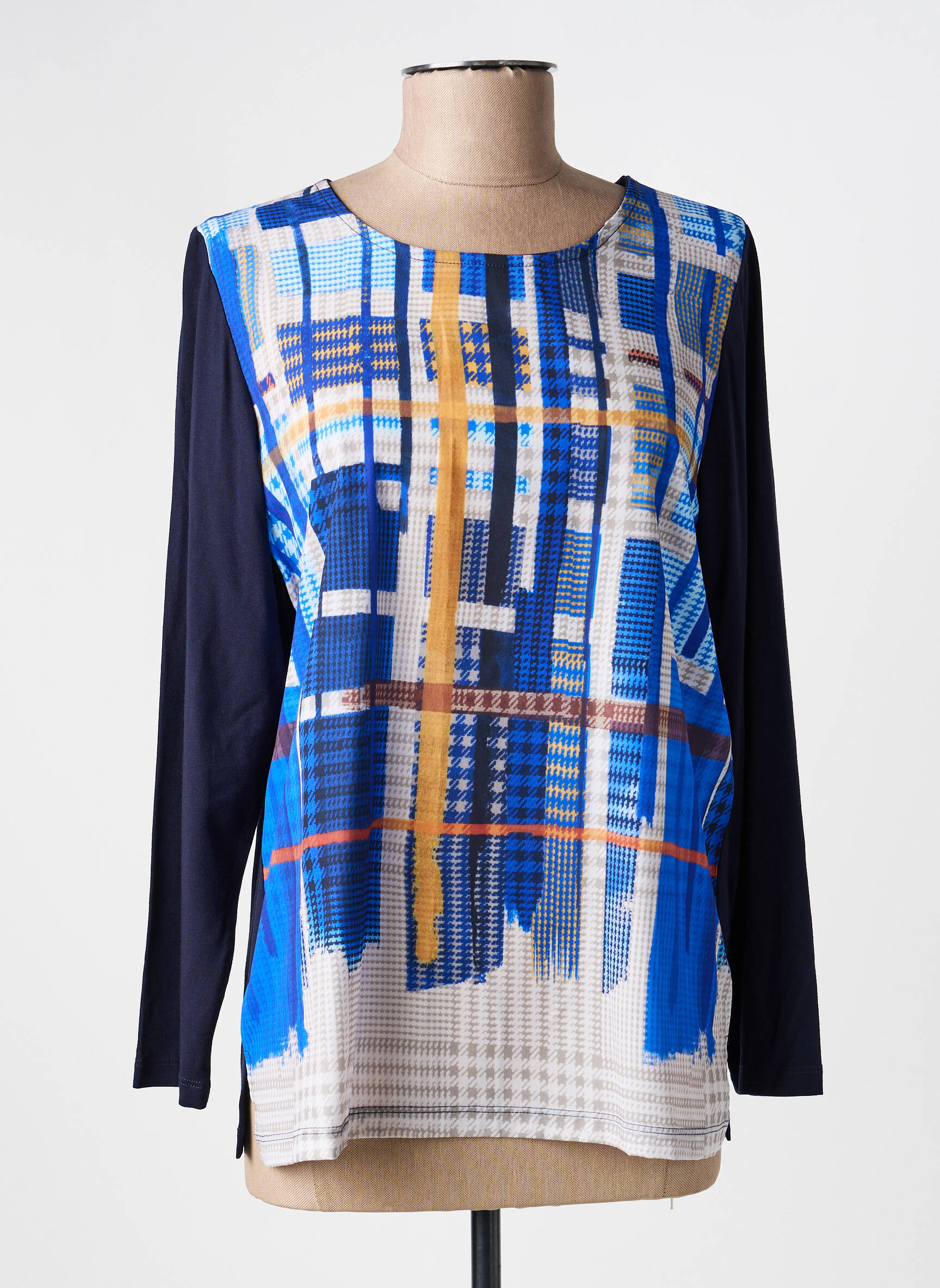 Top stretch manches longues bleu GUY DUBOUIS femme