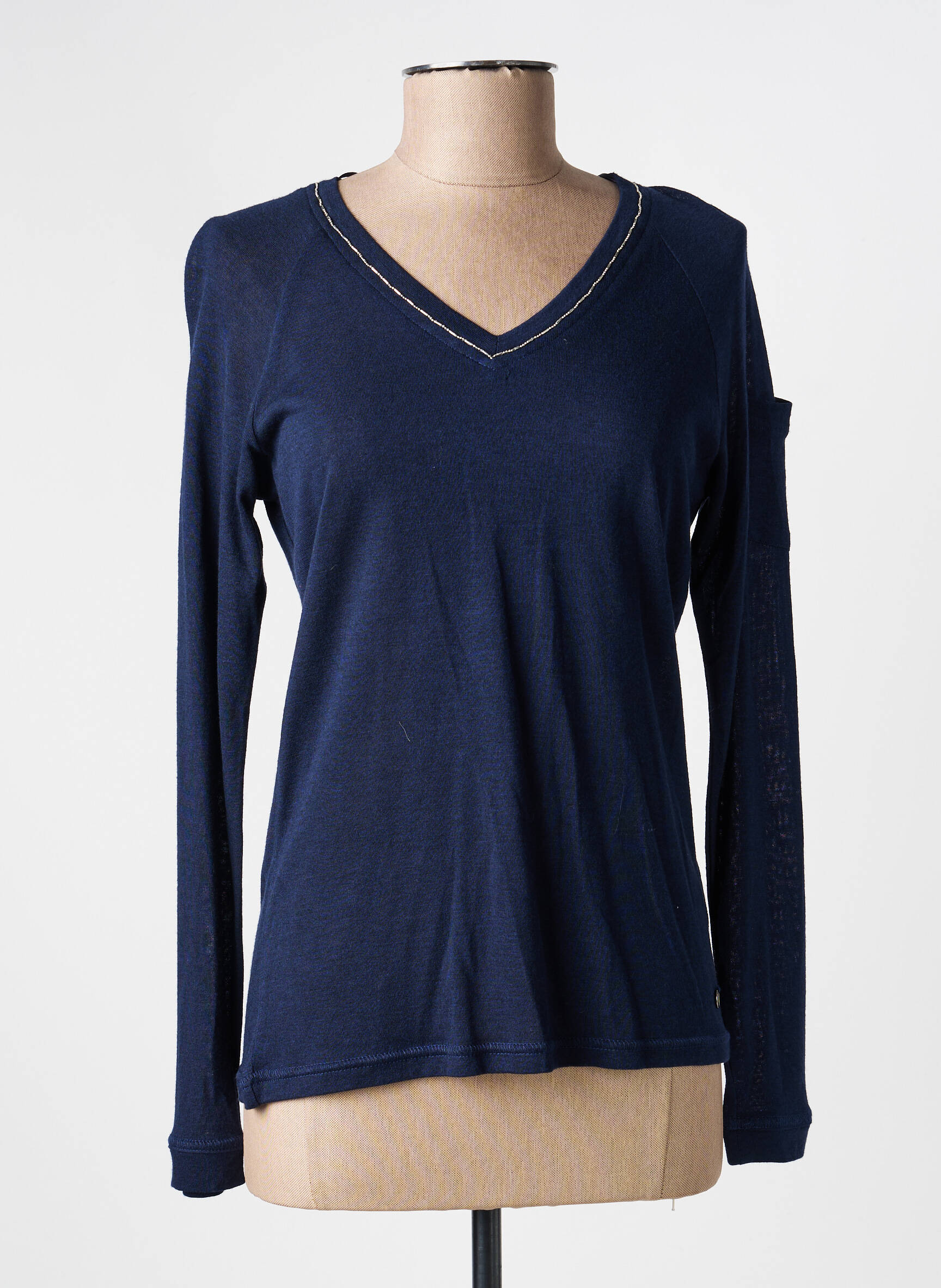 Top tissage jersey manches longues bleu VOODOO femme