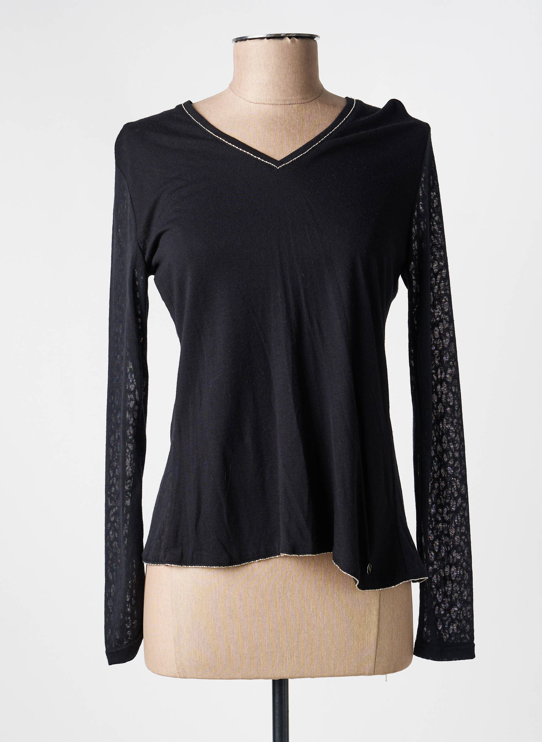 Top tissage jersey manches longues noir VOODOO femme