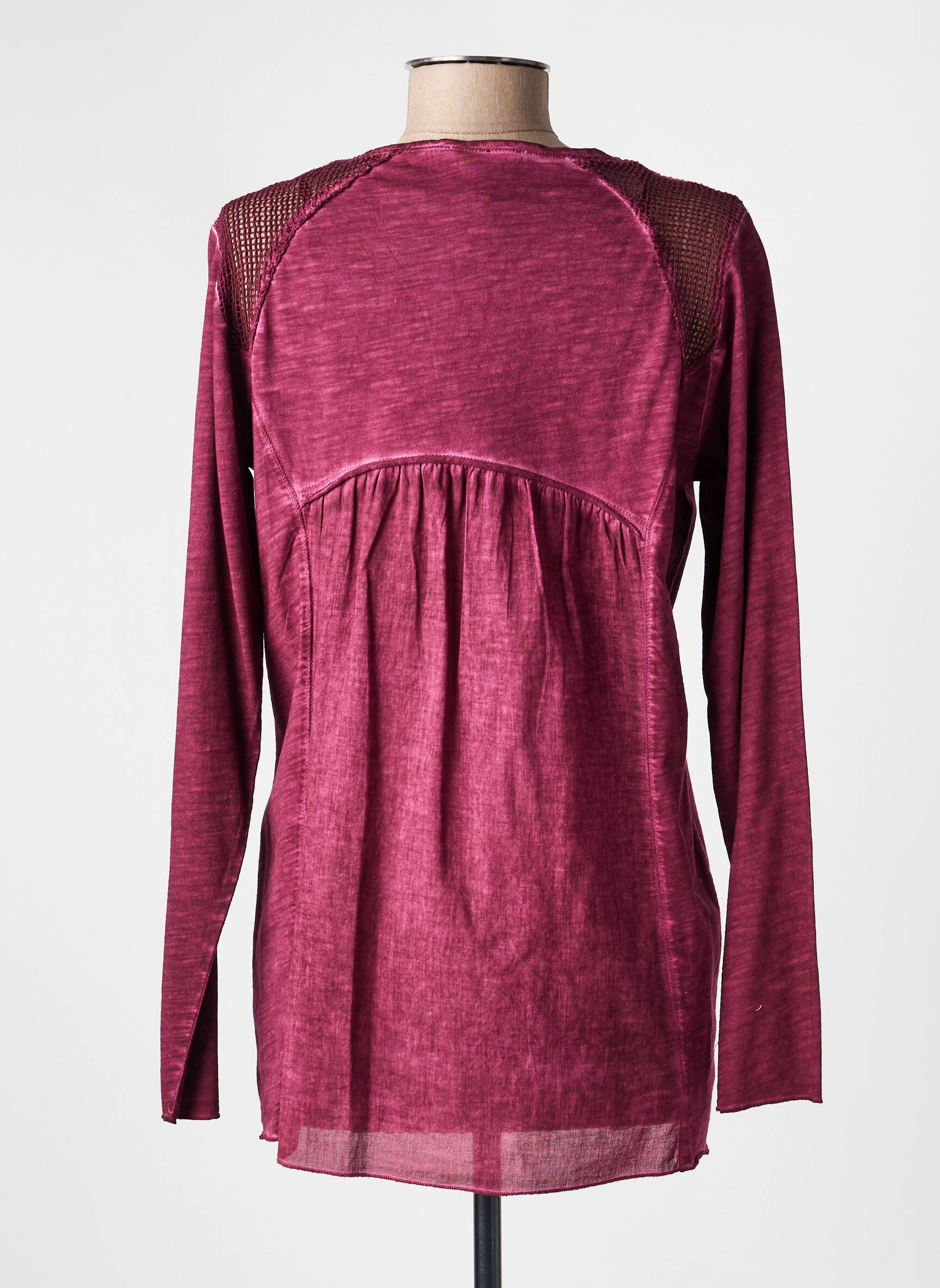 Top col v manches longues violet GUY DUBOUIS femme
