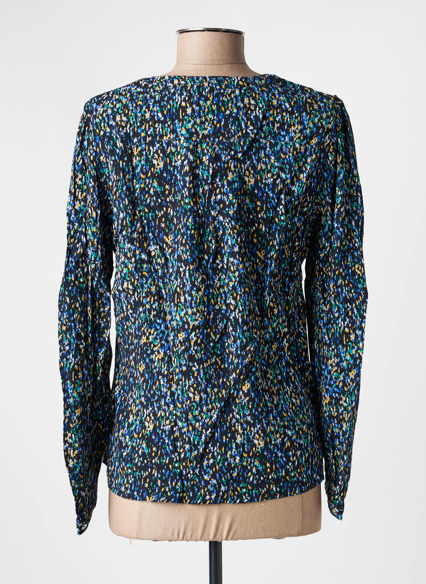 Blouse imprimé fantaisie manches longues bleu JULIE GUERLANDE femme