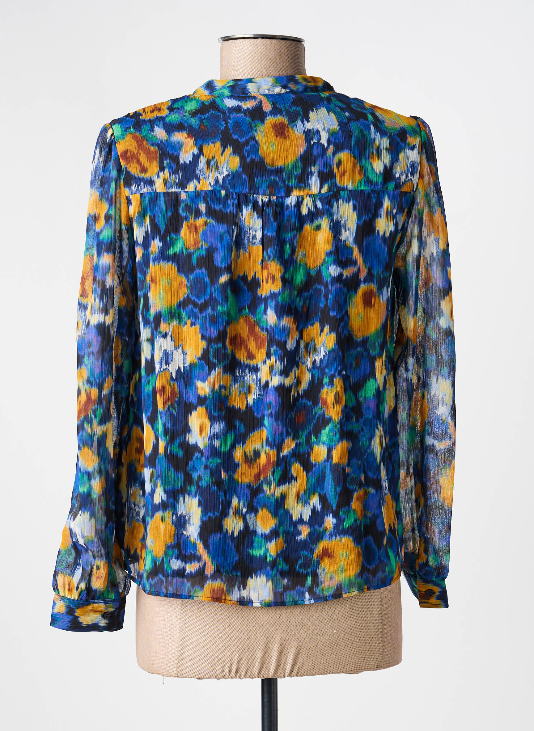 Blouse légère et transparente manches longues bleu JULIE GUERLANDE femme