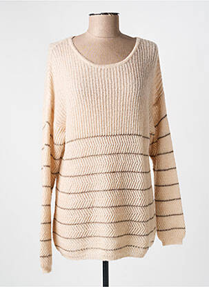 Pull coupe droite manches longues beige VOODOO femme