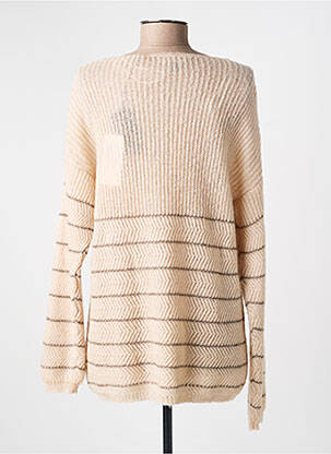 Pull coupe droite manches longues beige VOODOO femme