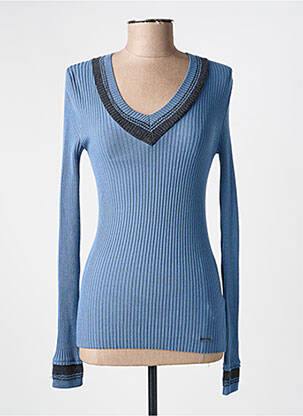 Pull coupe cintrée manches longues bleu VOODOO femme