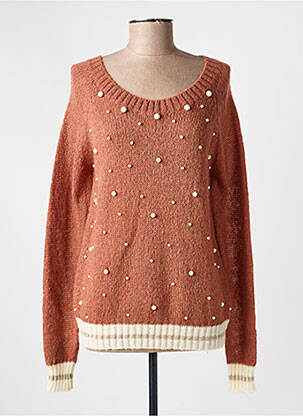 Pull resserrée sur le bas manches longues marron VOODOO femme