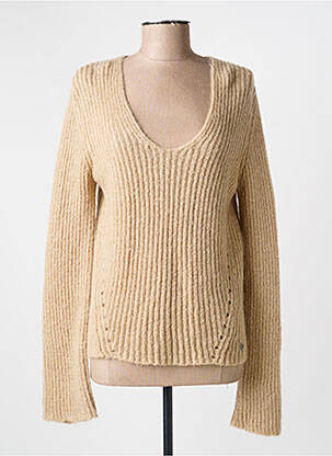 Pull coupe cintrée manches longues beige VOODOO femme