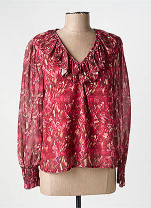 Blouse légère et transparente manches longues rouge COULEURS DU TEMPS femme
