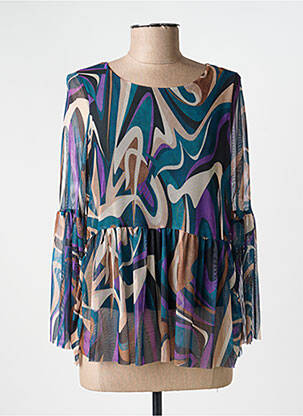 Blouse légère et transparente manches longues vert COULEURS DU TEMPS femme