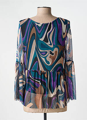 Blouse légère et transparente manches longues vert COULEURS DU TEMPS femme