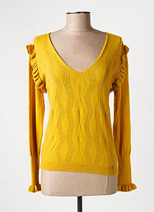 Pull col v manches longues jaune VOODOO femme