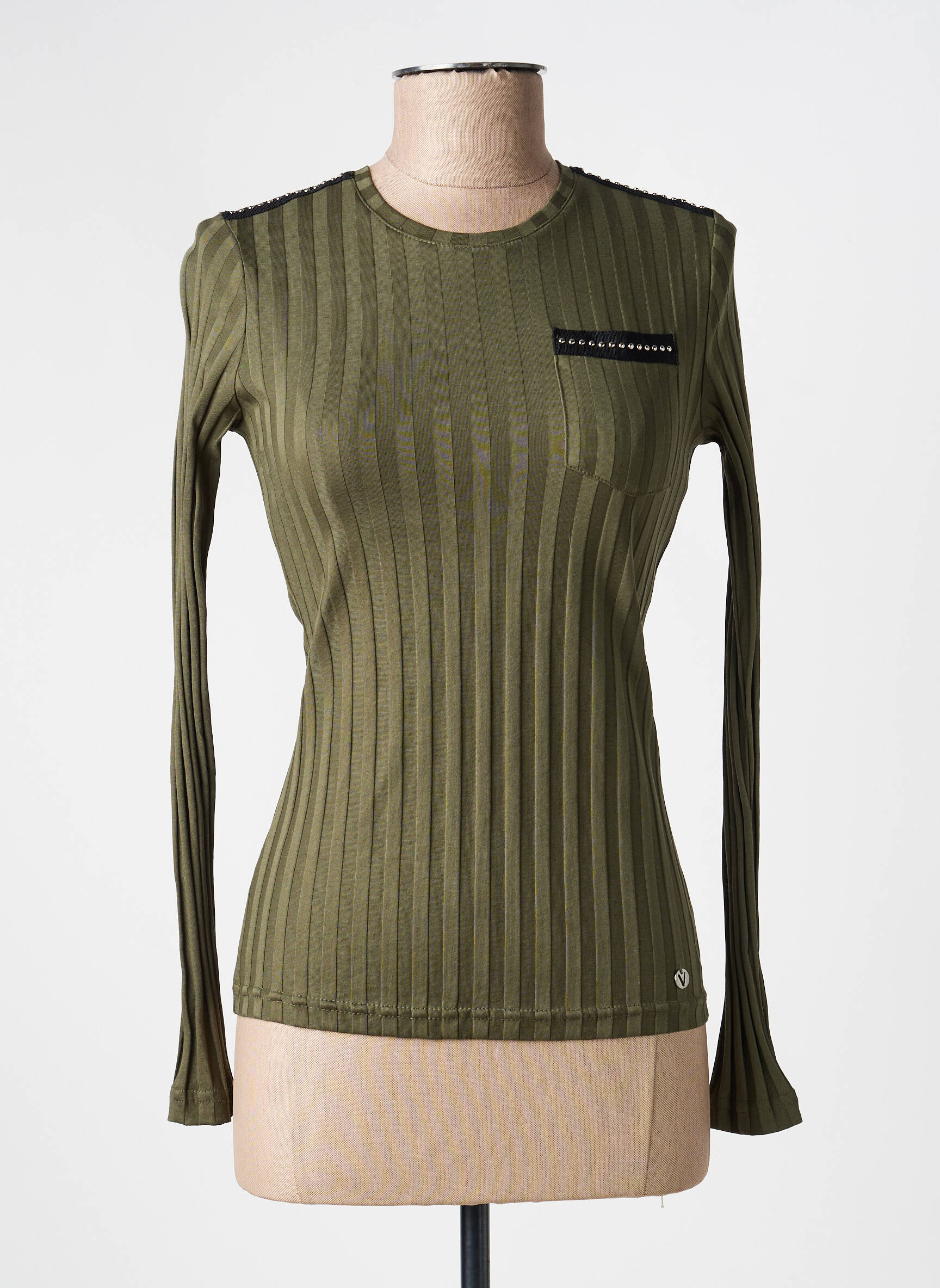 Top col rond manches longues vert VOODOO femme