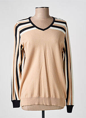 Pull col v manches longues beige GUY DUBOUIS femme