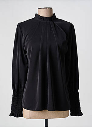 Blouse fermeture boutonnée au dos manches longues noir COULEURS DU TEMPS femme