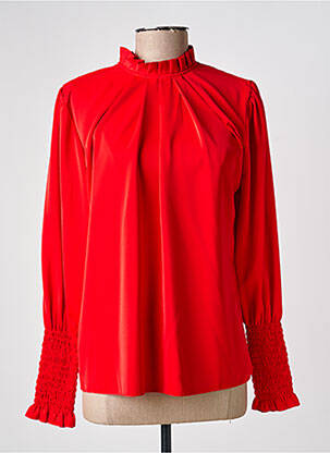 Blouse fermeture boutonnée au dos manches longues rouge COULEURS DU TEMPS femme