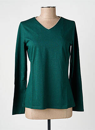 Top tissage jersey manches longues vert JULIE GUERLANDE femme