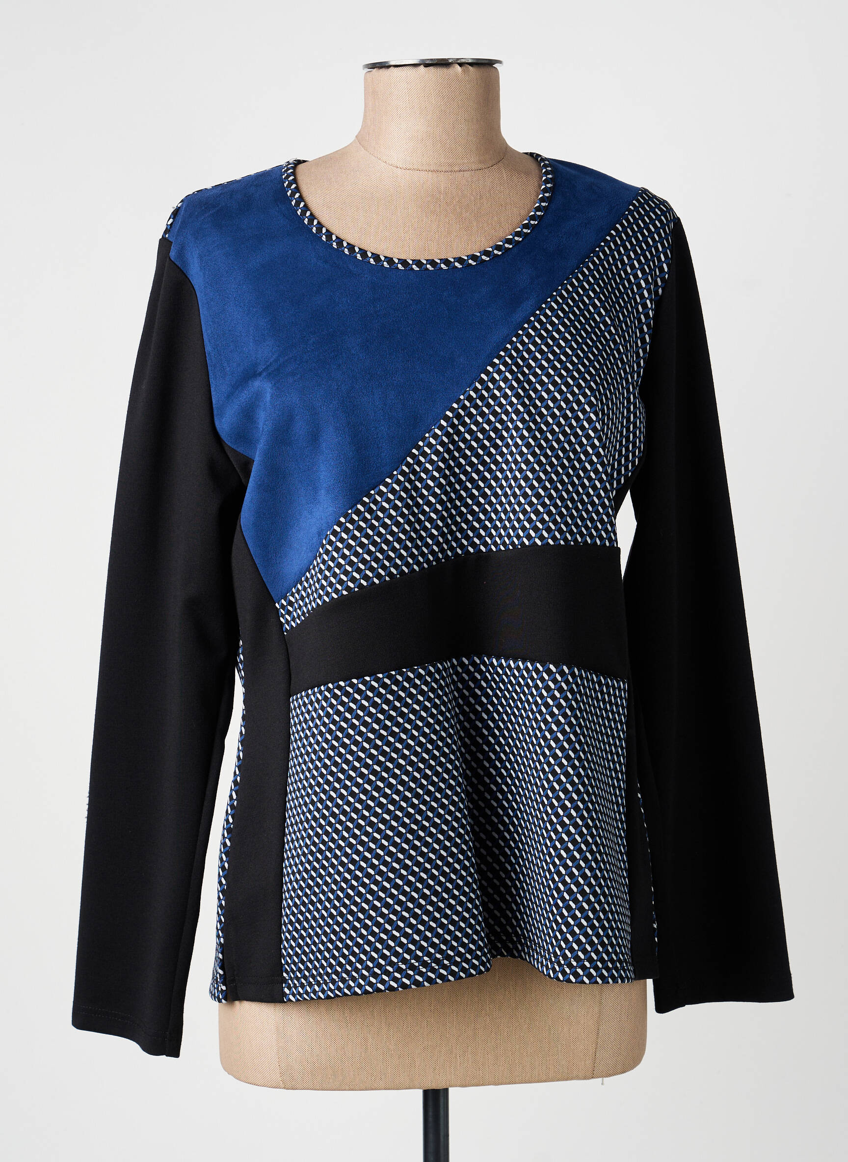 Top stretch manches longues bleu GUY DUBOUIS femme