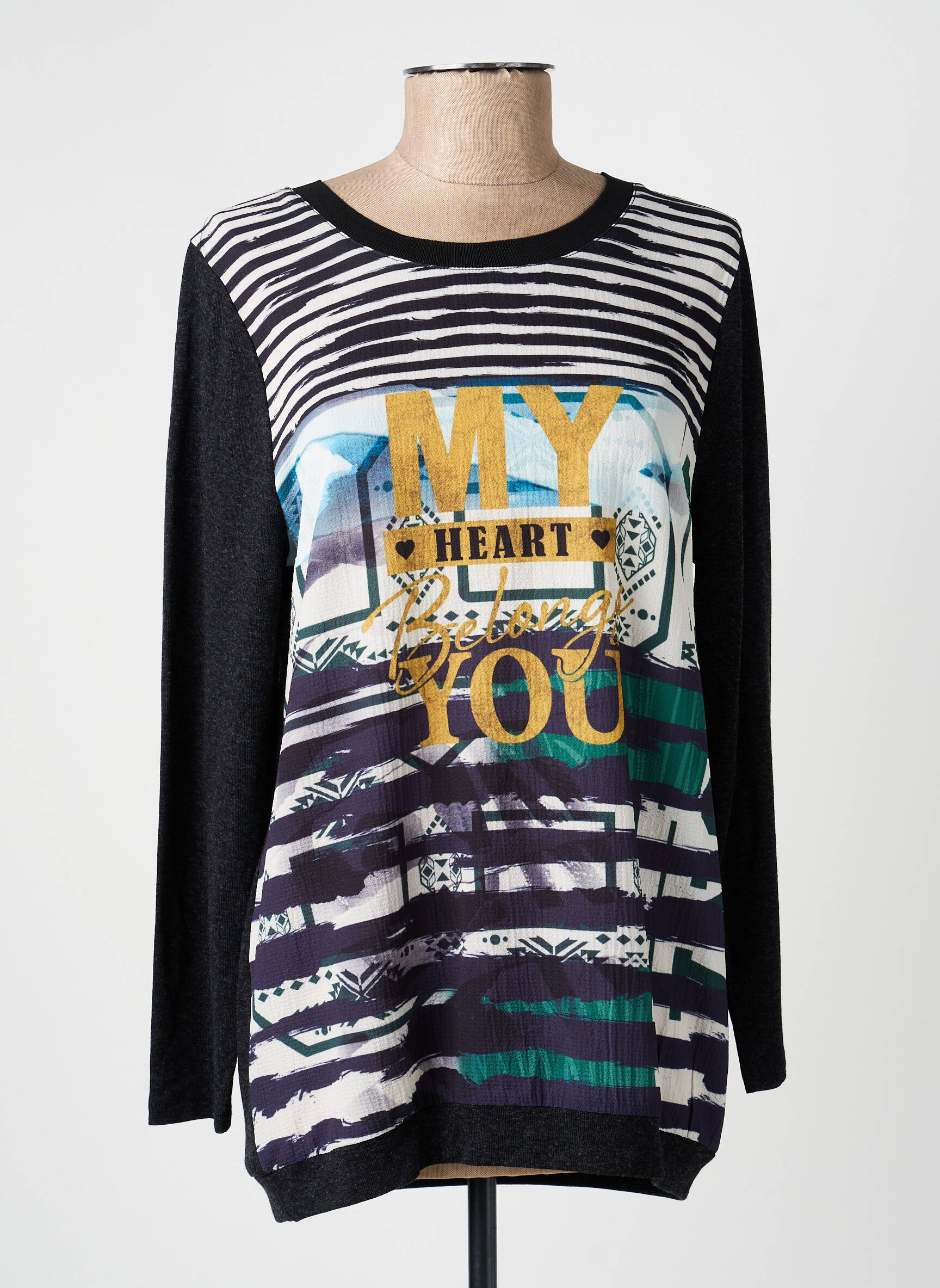 Top imprimé fantaisie manches longues bleu GUY DUBOUIS femme