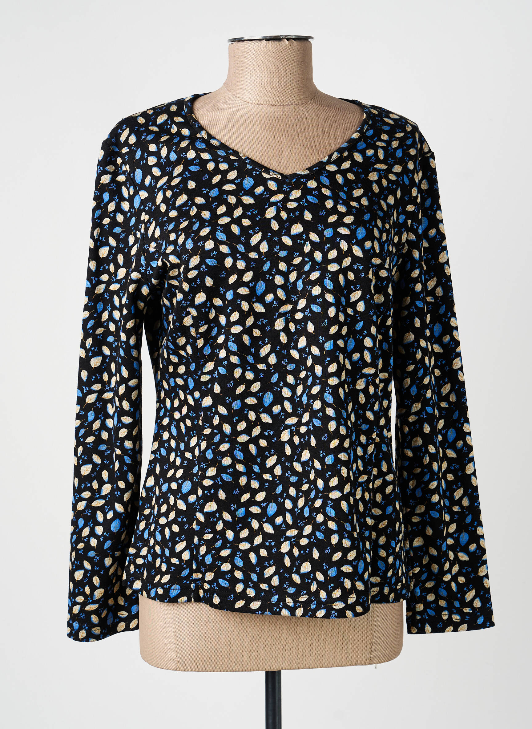 Top tissage jersey manches longues bleu GUY DUBOUIS femme