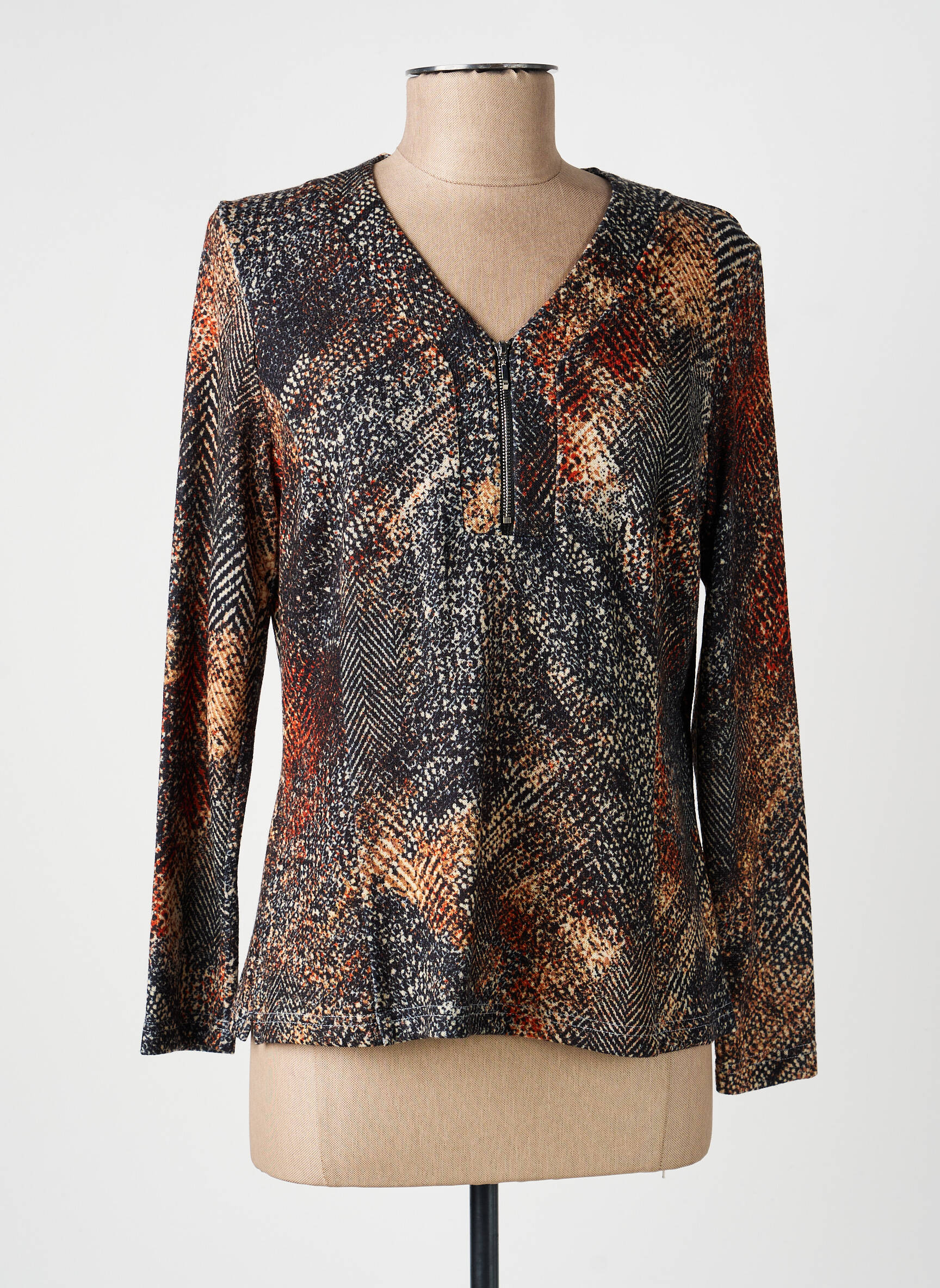 Top stretch manches longues marron GUY DUBOUIS femme