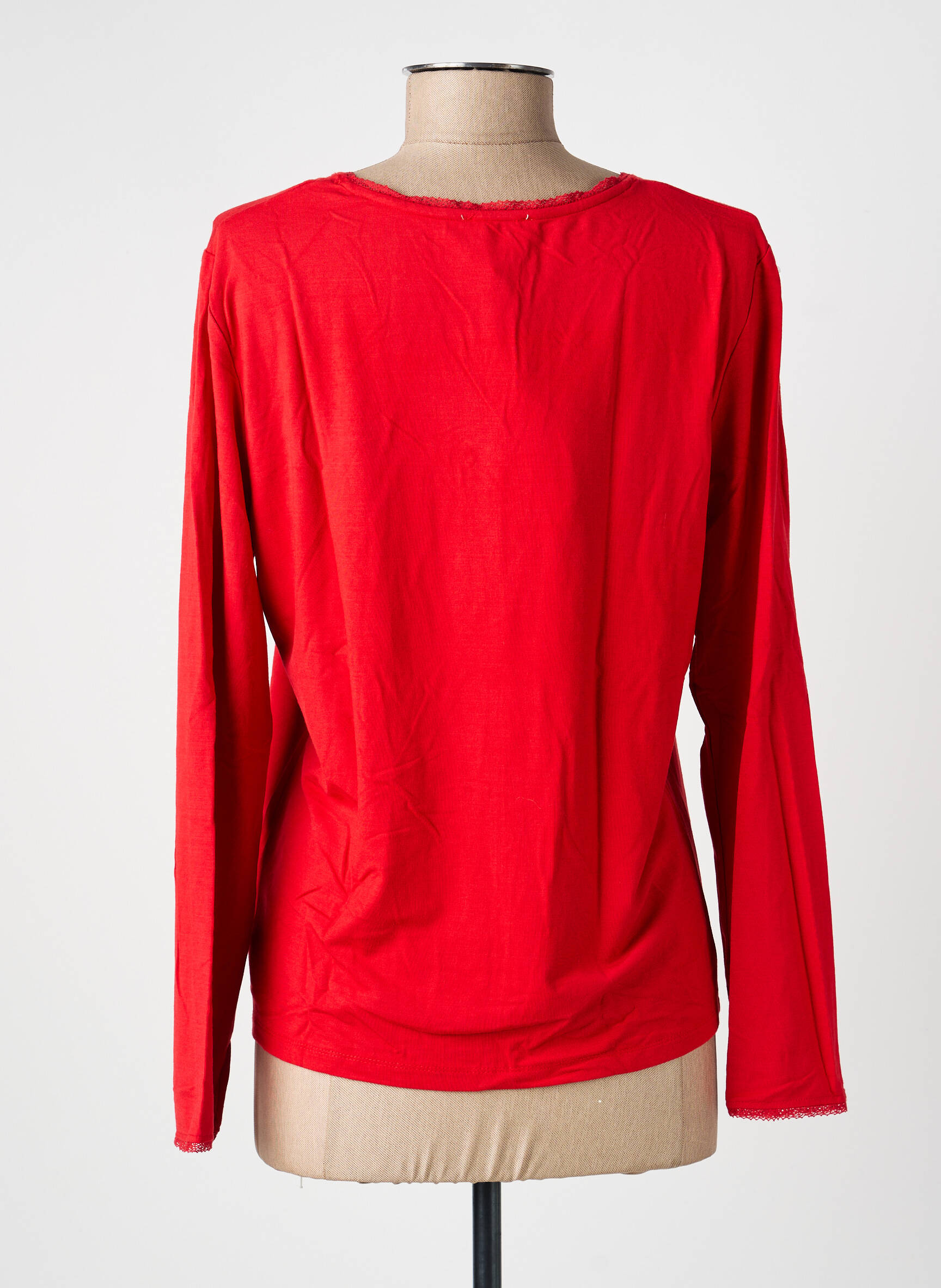 Top tissage jersey manches longues rouge JULIE GUERLANDE femme
