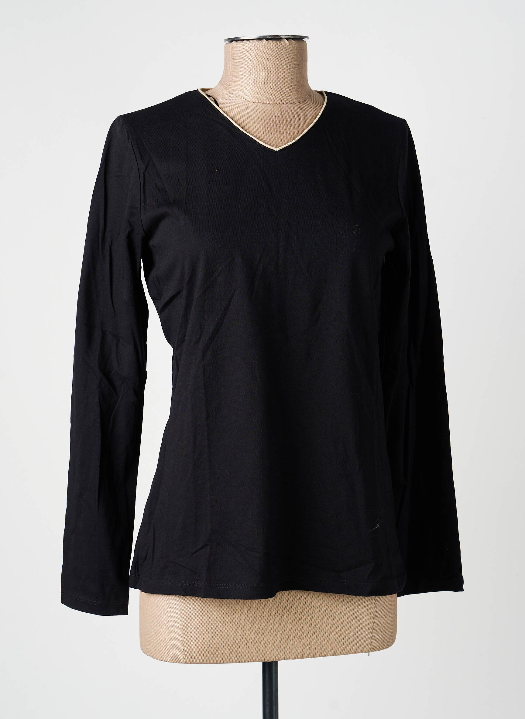 Top tissage jersey manches longues noir JULIE GUERLANDE femme