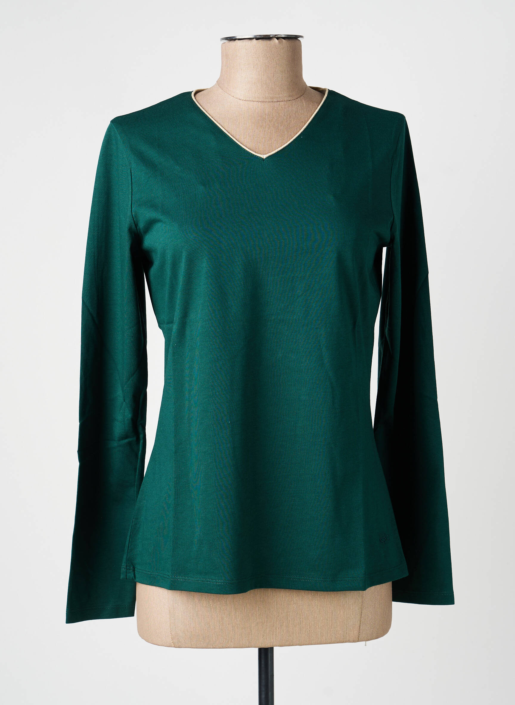 Top tissage jersey manches longues vert JULIE GUERLANDE femme