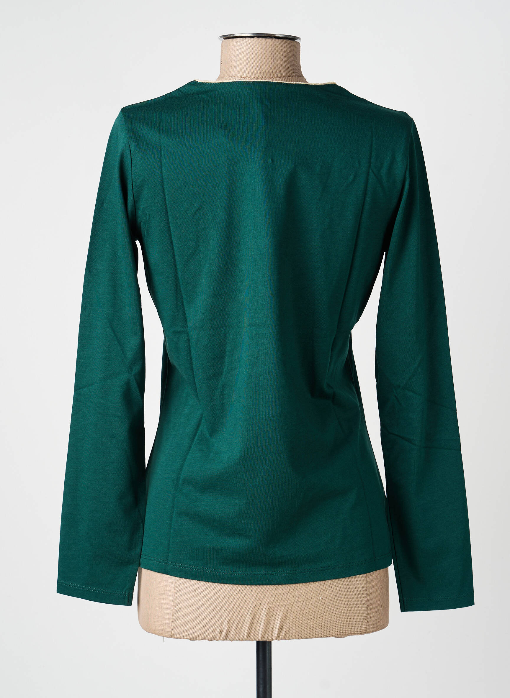 Top tissage jersey manches longues vert JULIE GUERLANDE femme
