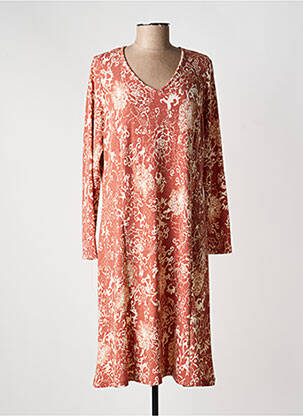 Robe mi-longue coupe fluide manches longues marron GUY DUBOUIS femme