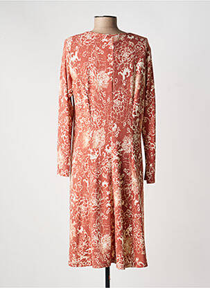 Robe mi-longue coupe fluide manches longues marron GUY DUBOUIS femme