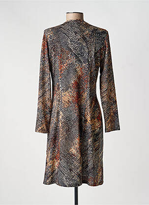 Robe mi-longue imprimé fantaisie manches longues noir GUY DUBOUIS femme