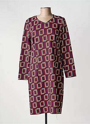 Robe mi-longue imprimé fantaisie manches longues violet MERI & ESCA femme
