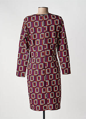 Robe mi-longue imprimé fantaisie manches longues violet MERI & ESCA femme