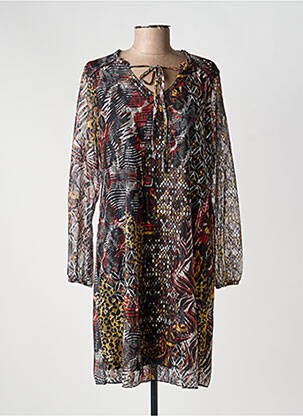 Robe mi-longue coupe fluide manches longues noir GUY DUBOUIS femme