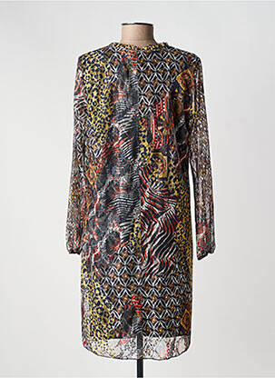 Robe mi-longue coupe fluide manches longues noir GUY DUBOUIS femme