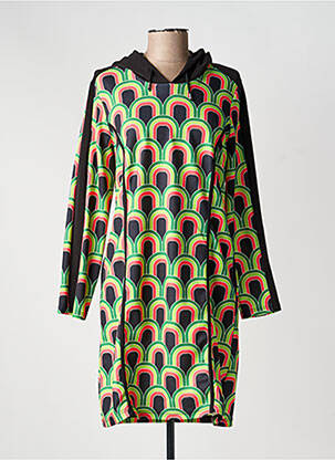 Robe mi-longue imprimé fantaisie manches longues noir MERI & ESCA femme