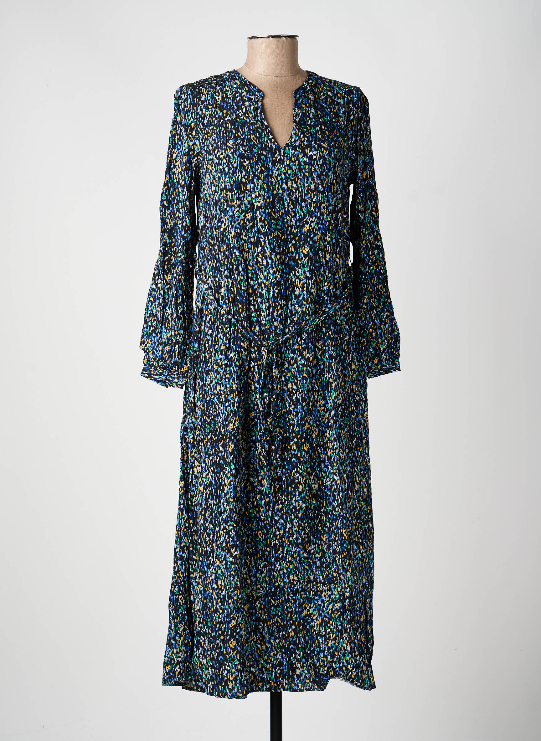 Robe longue manches longues manches longues bleu JULIE GUERLANDE femme